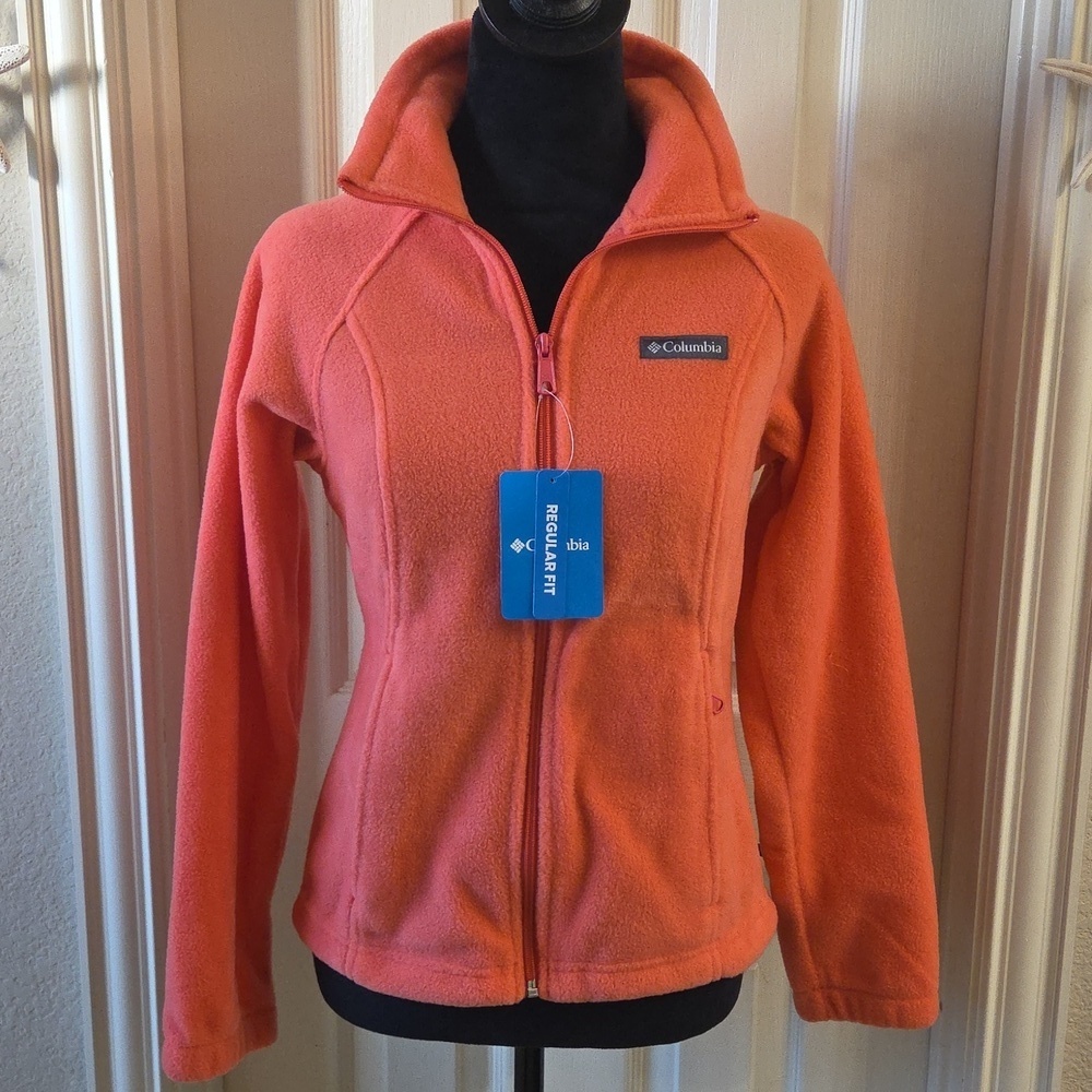 Columbia Vibrant Orange Full Zip Fleece Jacket - Picture 1 of 16